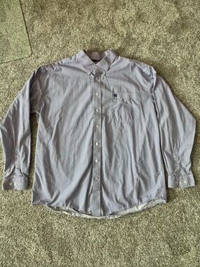 Cinch Purple Micro-Pattern Button-Down Dress Shirt